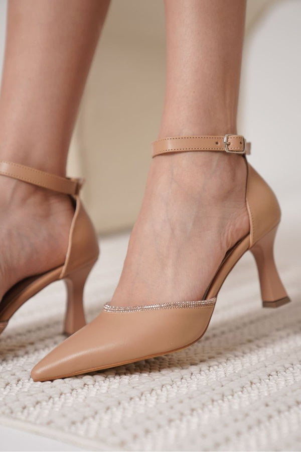 Scarpax Darla Taşlı Kadın Nude Topuklu Ayakkabı