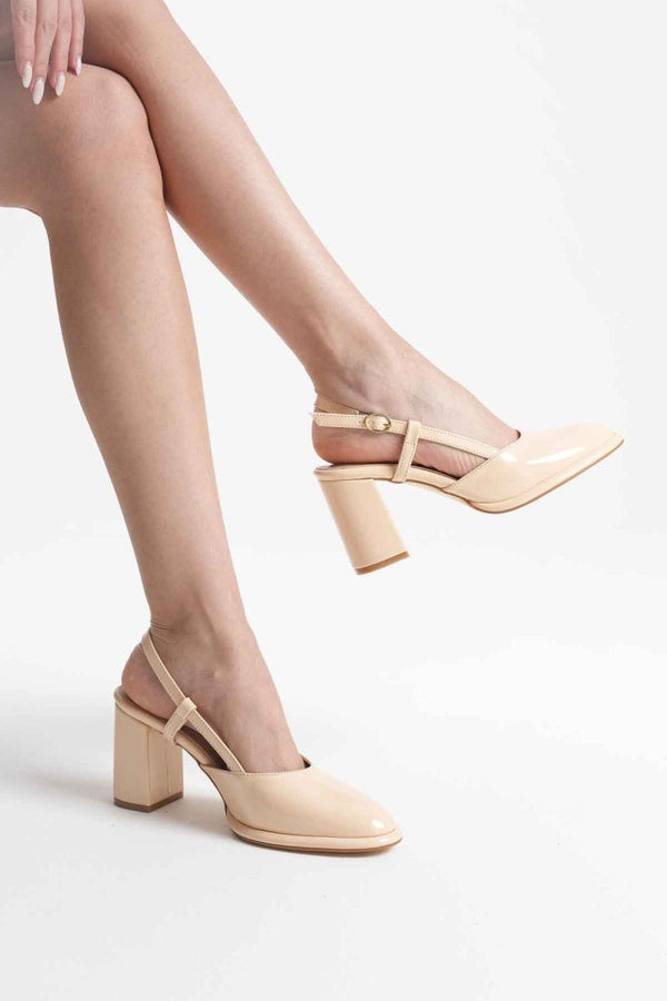 Scarpax Denma Açık Sarı Rugan Kadın Topuklu Ayakkabı