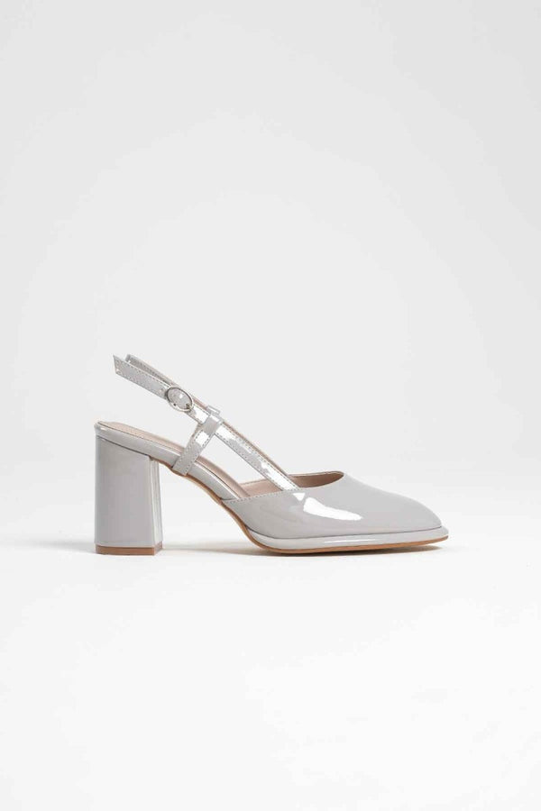 Scarpax Denma Gri Rugan Kadın Topuklu Ayakkabı