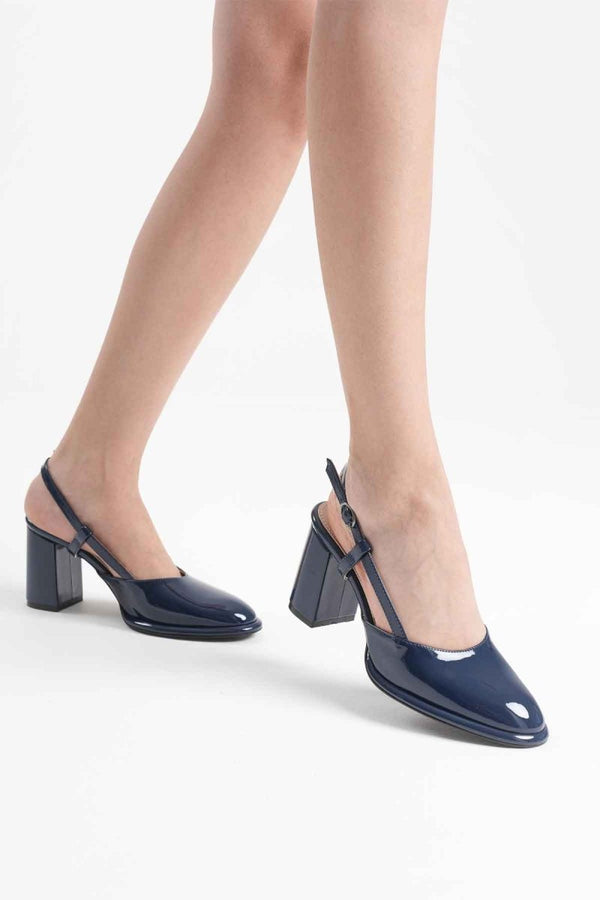 Scarpax Denma Lacivert Rugan Kadın Topuklu Ayakkabı