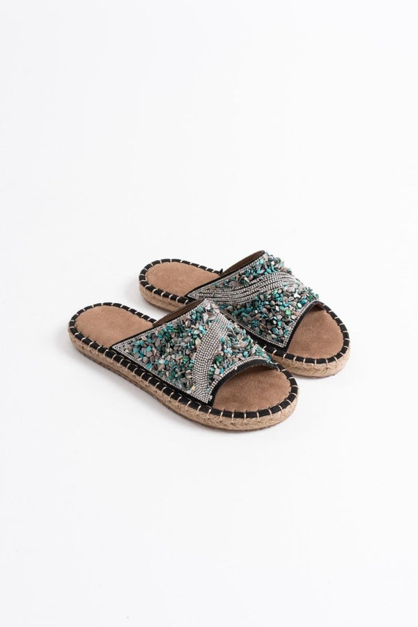 Scarpax Dennis Kadın Siyah Taş İşlemeli Terlik