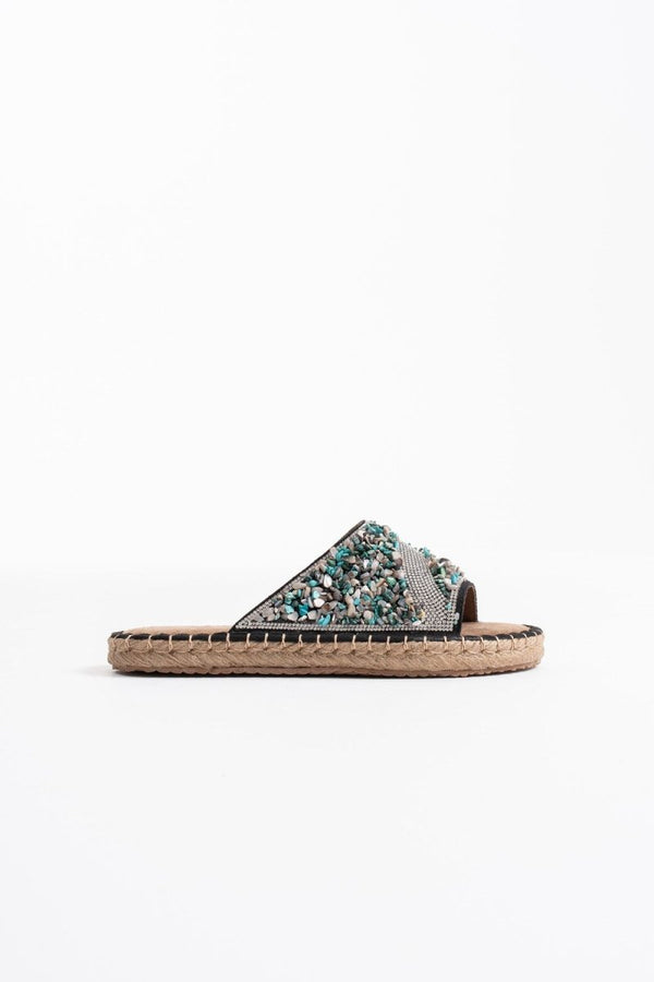 Scarpax Dennis Kadın Siyah Taş İşlemeli Terlik