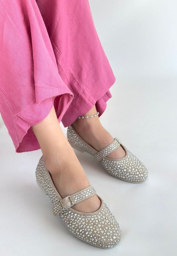 Scarpax Denya Bej Süet Babet Ayakkabı