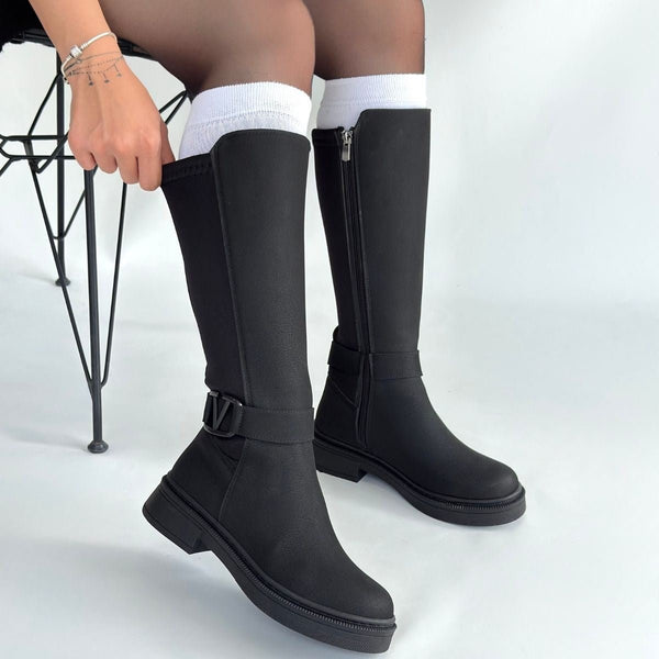 Scarpax Diona Siyah Nubuk Çizme