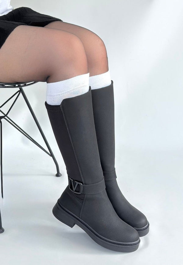 Scarpax Diona Siyah Nubuk Çizme