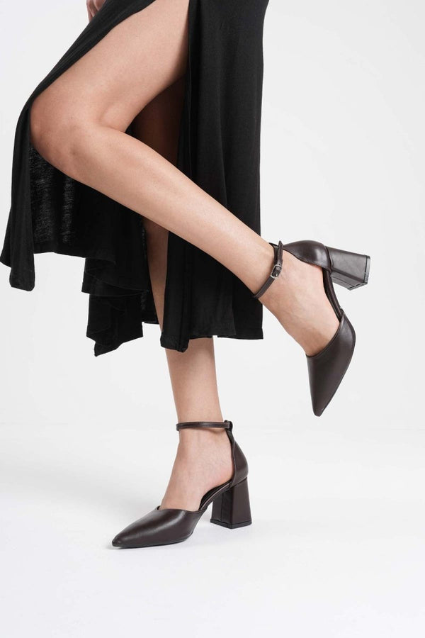 Scarpax Doren Acı Kahve Cilt Kadın Topuklu Ayakkabı