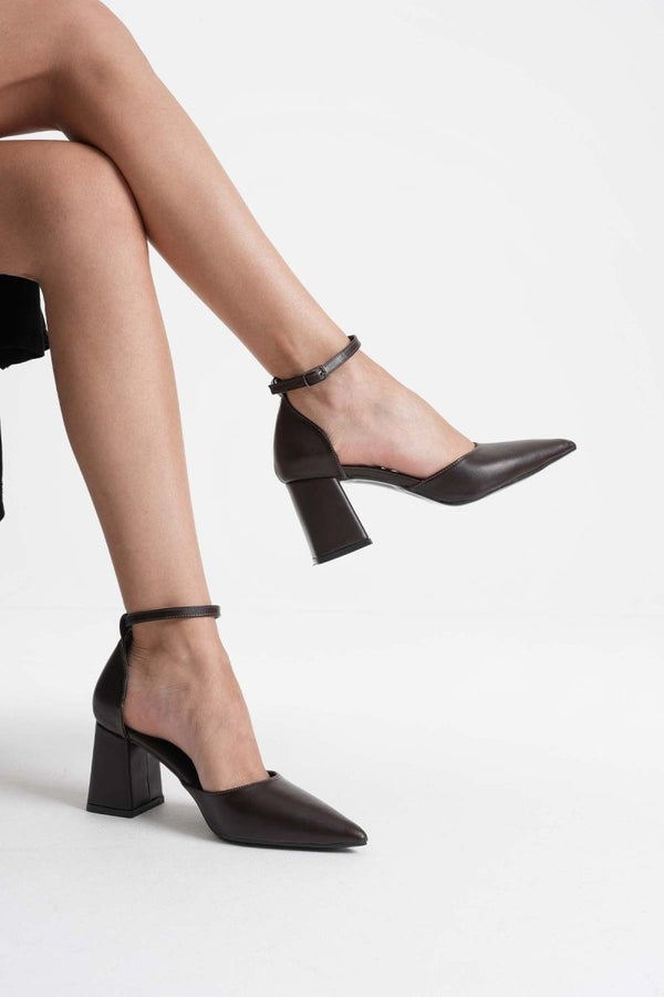 Scarpax Doren Acı Kahve Cilt Kadın Topuklu Ayakkabı