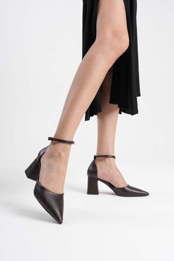 Scarpax Doren Acı Kahve Cilt Kadın Topuklu Ayakkabı