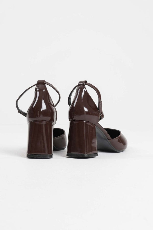 Scarpax Doren Acı Kahve Rugan Kadın Topuklu Ayakkabı