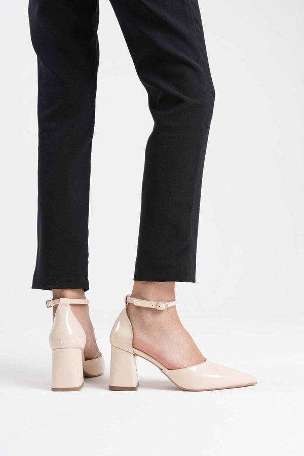 Scarpax Doren Bej Rugan Kadın Topuklu Ayakkabı