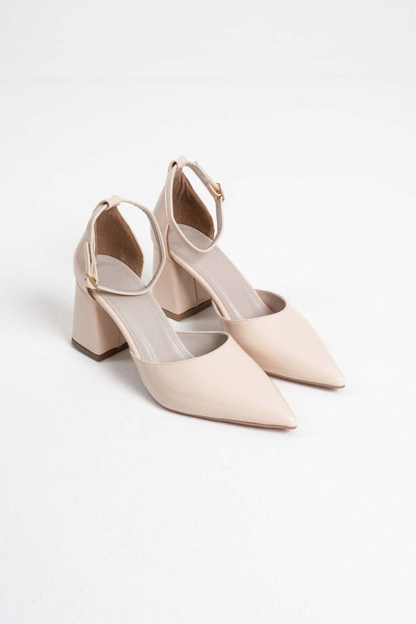 Scarpax Doren Bej Rugan Kadın Topuklu Ayakkabı