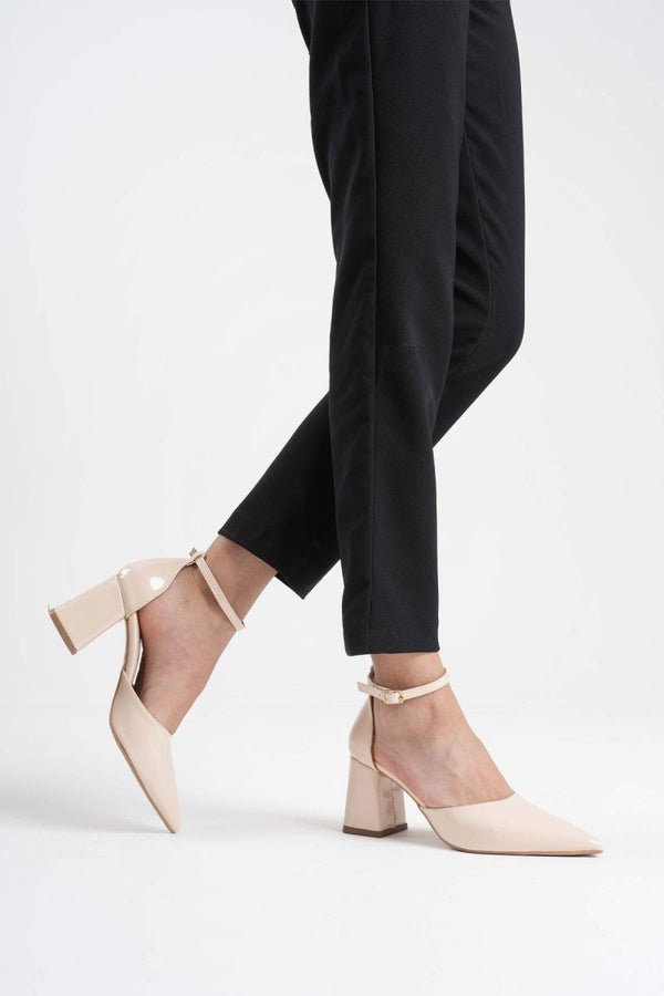 Scarpax Doren Bej Rugan Kadın Topuklu Ayakkabı