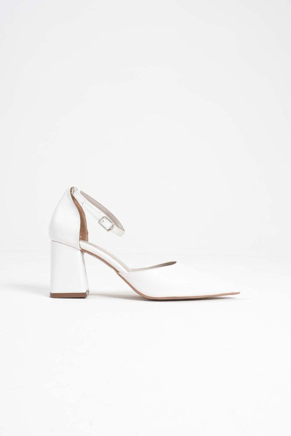 Scarpax Doren Beyaz Cilt Kadın Topuklu Ayakkabı