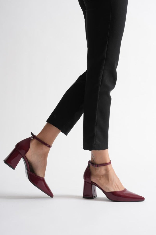 Scarpax Doren Bordo Rugan Kadın Topuklu Ayakkabı