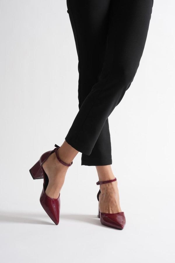 Scarpax Doren Bordo Rugan Kadın Topuklu Ayakkabı