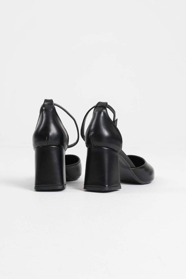 Scarpax Doren Siyah Cilt Kadın Topuklu Ayakkabı