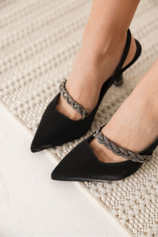 Scarpax Drey Siyah Kadın Topuklu Ayakkabı