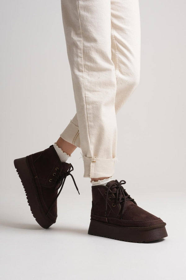 Scarpax Elena Kadın Acı Kahve Kışlık İçi Kürklü Kalın Taban Bot