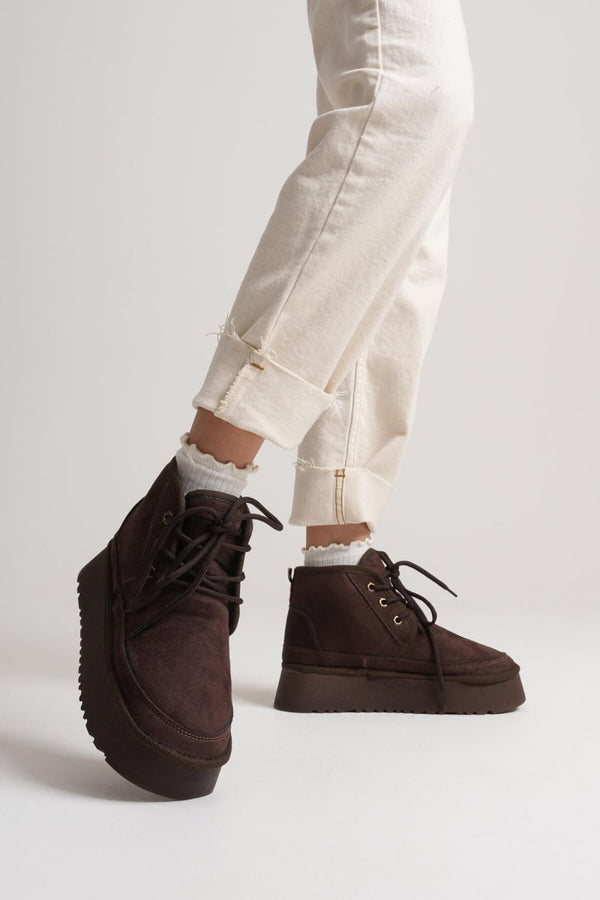 Scarpax Elena Kadın Acı Kahve Kışlık İçi Kürklü Kalın Taban Bot