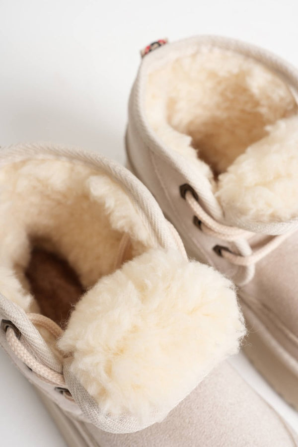 Scarpax Elena Kadın Bej Kışlık İçi Kürklü Kalın Taban Bot