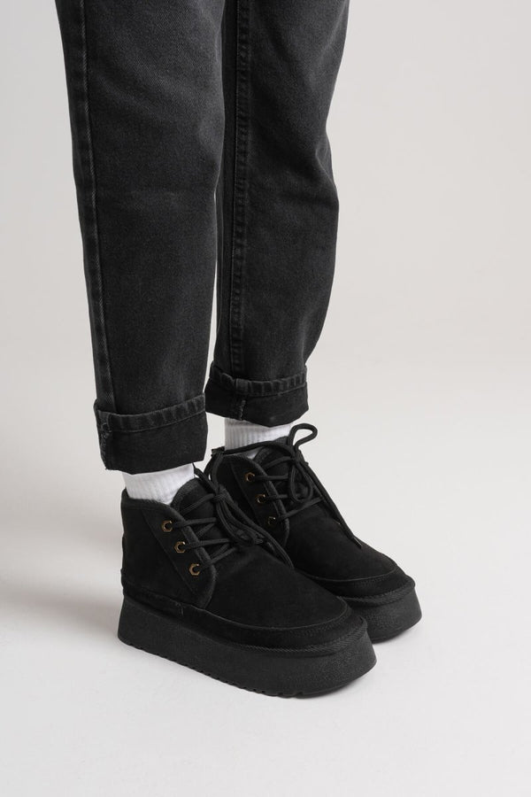 Scarpax Elena Kadın Siyah Kışlık İçi Kürklü Kalın Taban Bot