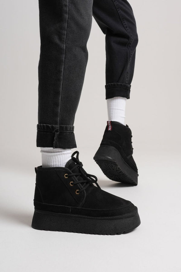 Scarpax Elena Kadın Siyah Kışlık İçi Kürklü Kalın Taban Bot