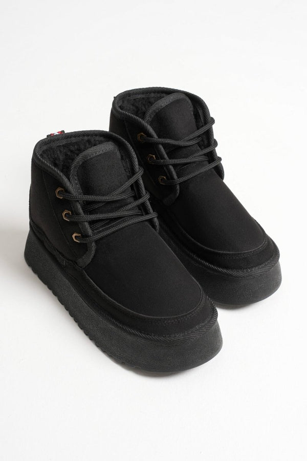 Scarpax Elena Kadın Siyah Kışlık İçi Kürklü Kalın Taban Bot