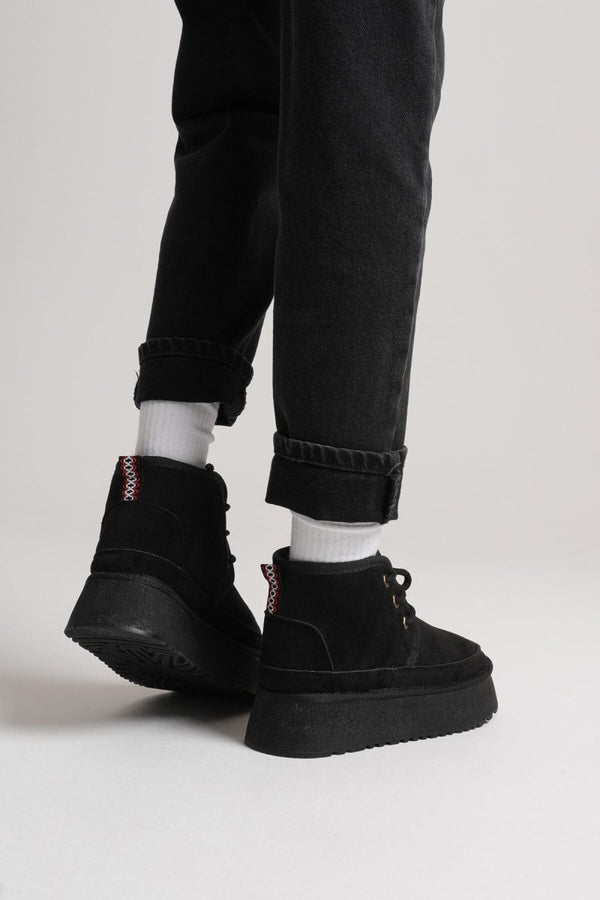 Scarpax Elena Kadın Siyah Kışlık İçi Kürklü Kalın Taban Bot