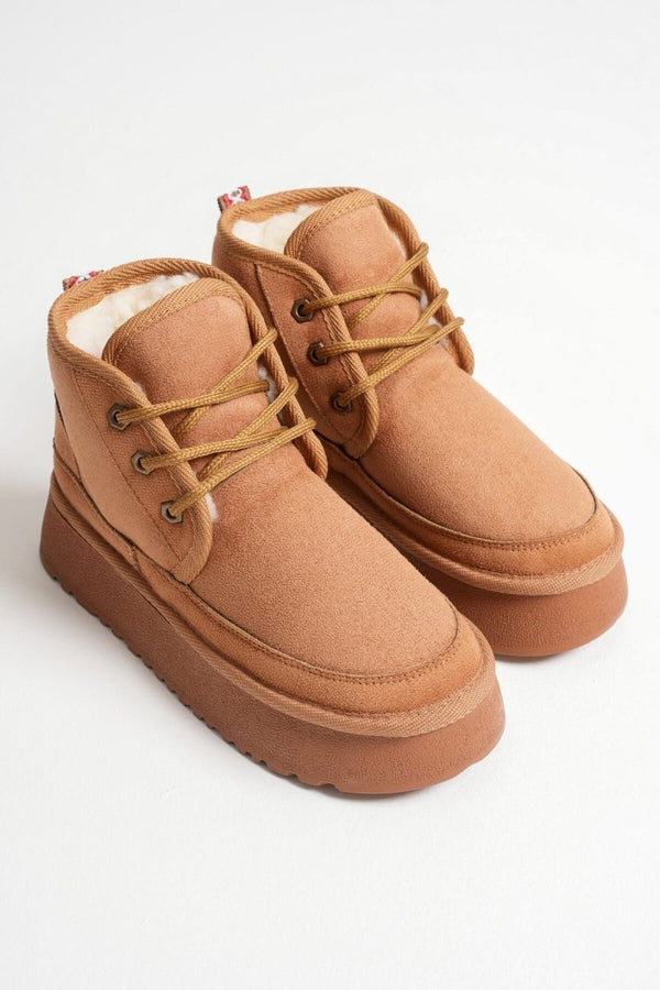 Scarpax Elena Kadın Taba Kışlık İçi Kürklü Kalın Taban Bot