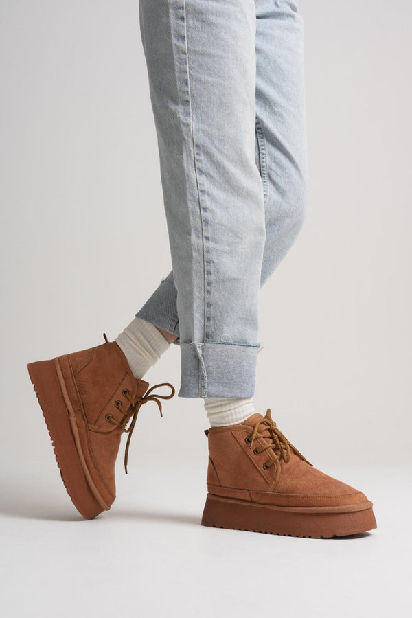 Scarpax Elena Kadın Taba Kışlık İçi Kürklü Kalın Taban Bot