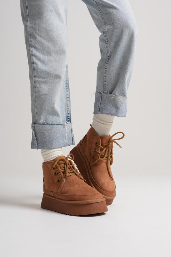 Scarpax Elena Kadın Taba Kışlık İçi Kürklü Kalın Taban Bot