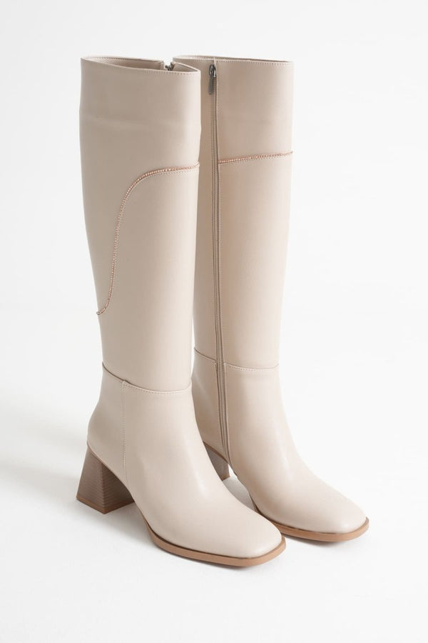 Scarpax Elora Kadın Topuklu Bej Çizme
