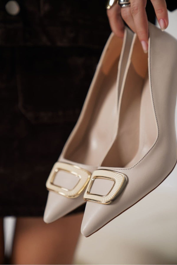 Scarpax Emery Kadın Bej Topuklu Ayakkabı