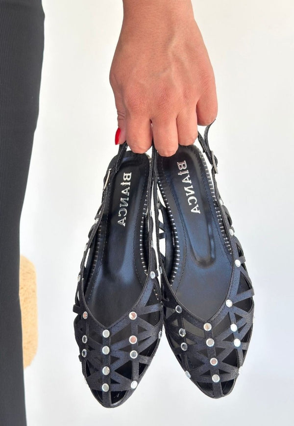 Scarpax Faty Siyah Cilt Babet Ayakkabı