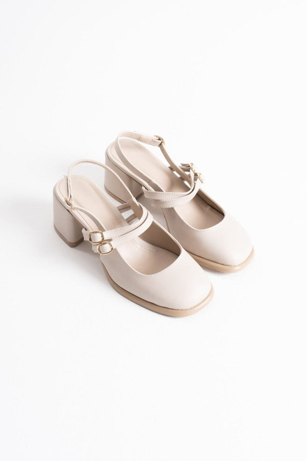 Scarpax Faye Bej Cilt Kadın Topuklu Ayakkabı