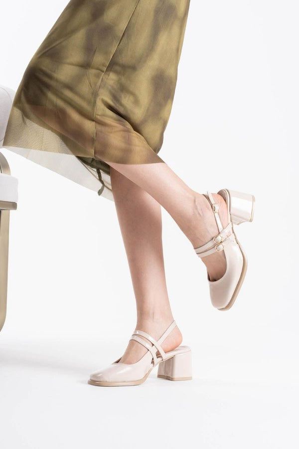 Scarpax Faye Bej Rugan Kadın Topuklu Ayakkabı