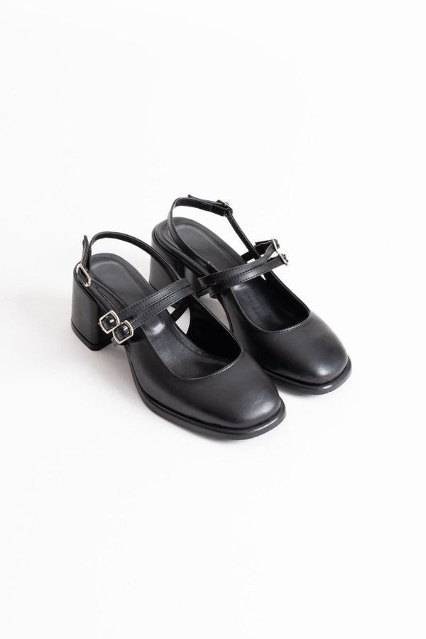 Scarpax Faye Siyah Cilt Kadın Topuklu Ayakkabı