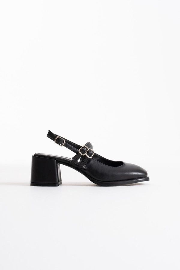 Scarpax Faye Siyah Cilt Kadın Topuklu Ayakkabı