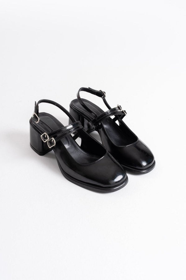 Scarpax Faye Siyah Rugan Kadın Topuklu Ayakkabı