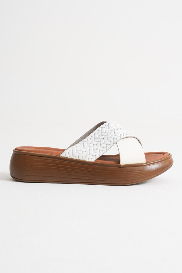 Scarpax Fayn Beyaz Hakiki Deri Terlik