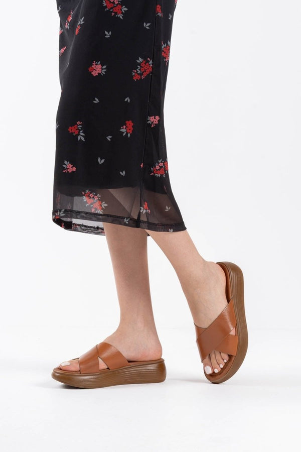 Scarpax Fayn Taba Hakiki Deri Terlik