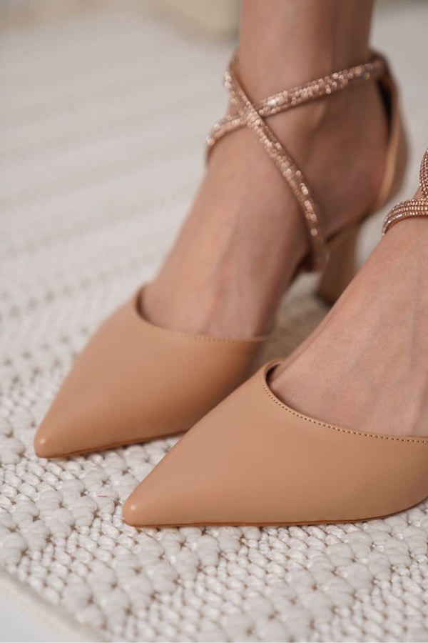 Scarpax Fiona Taşlı Kadın Nude Topuklu Ayakkabı