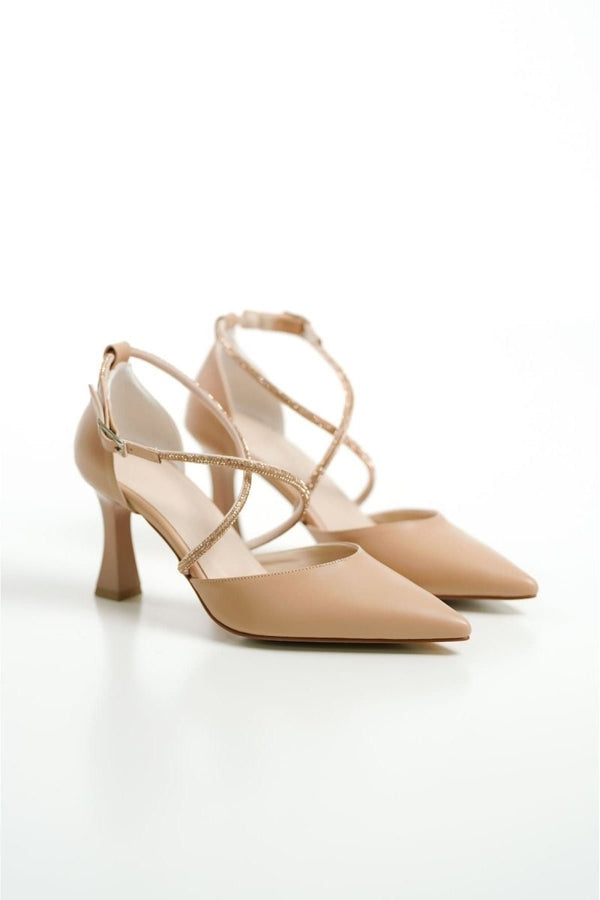 Scarpax Fiona Taşlı Kadın Nude Topuklu Ayakkabı