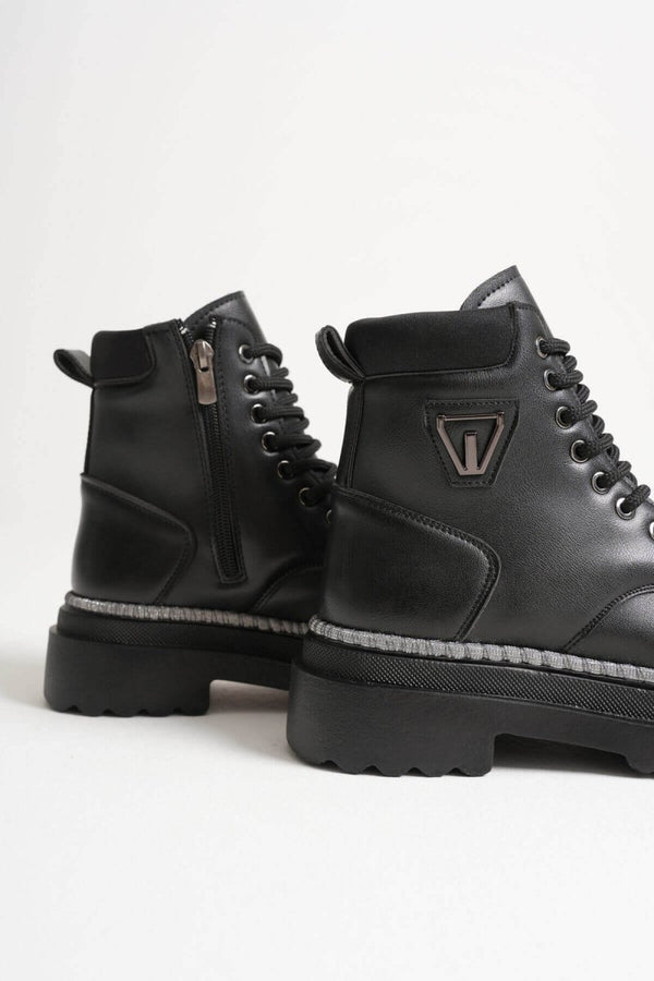 Scarpax Fiora Kadın Kışlık Kalın Tabanlı Siyah Bot