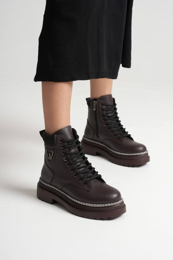 Scarpax Fiora Özel Tasarım Kadın Kışlık Kalın Tabanlı Acı Kahve Bot