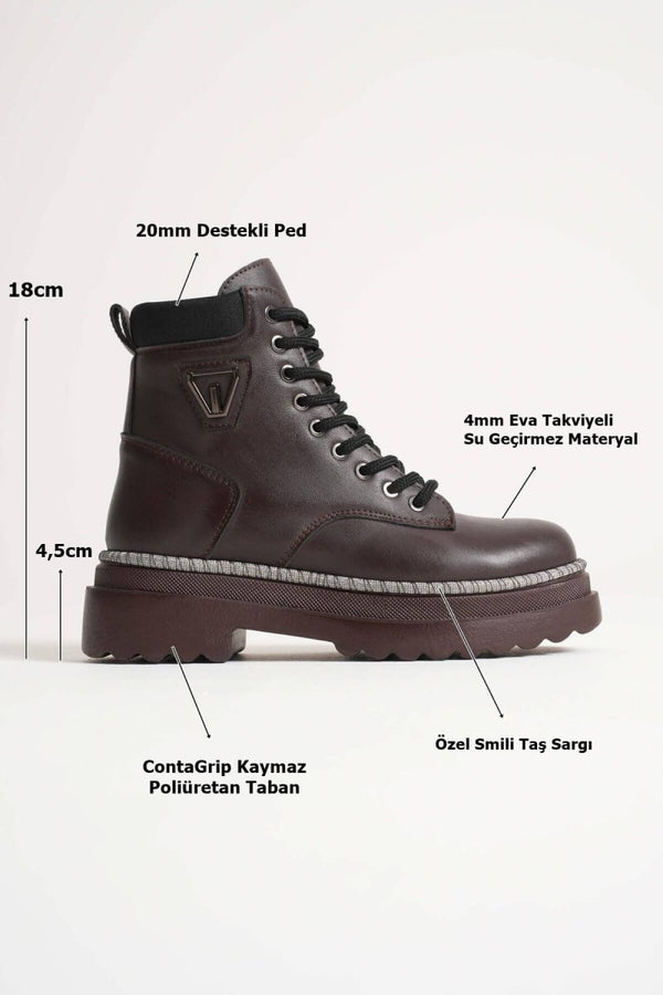 Scarpax Fiora Özel Tasarım Kadın Kışlık Kalın Tabanlı Acı Kahve Bot