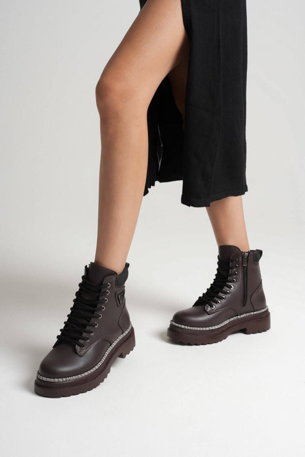 Scarpax Fiora Özel Tasarım Kadın Kışlık Kalın Tabanlı Acı Kahve Bot