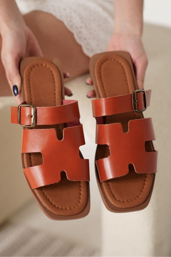 Scarpax Garcia Kiremit Hakiki Deri Terlik