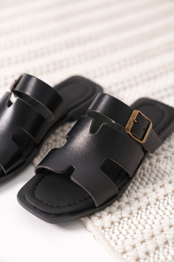 Scarpax Garcia Siyah Hakiki Deri Terlik