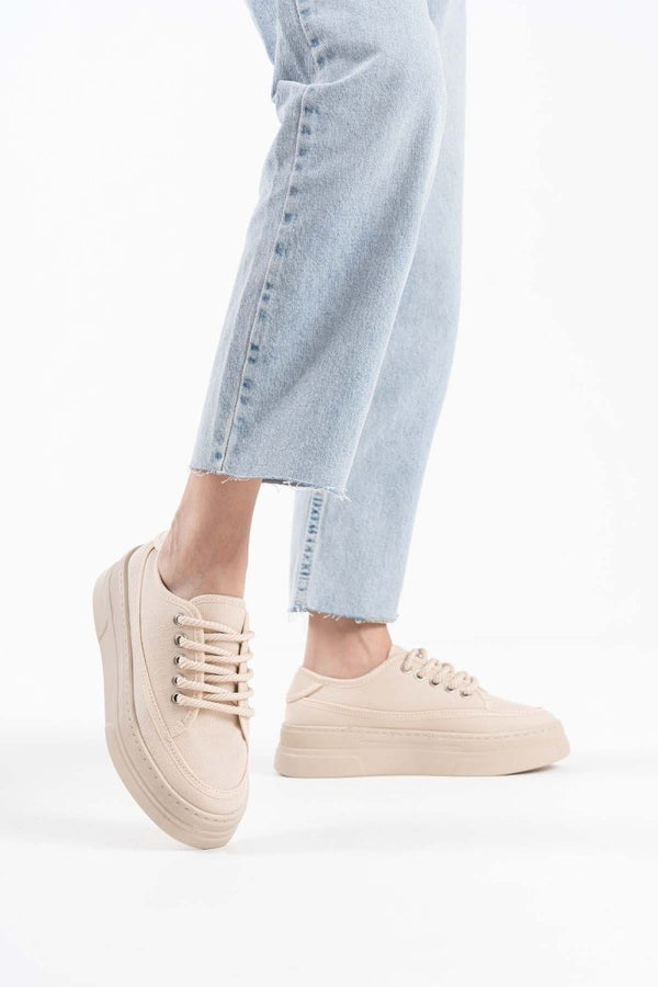 Scarpax Glown Kadın Bej Keten Spor Ayakkabı